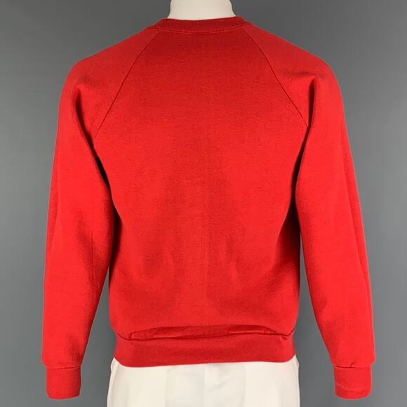 VINTAGE Size L Red Graphic Cotton Polyester Raglan Sweatshirt - Picture 4 of 6